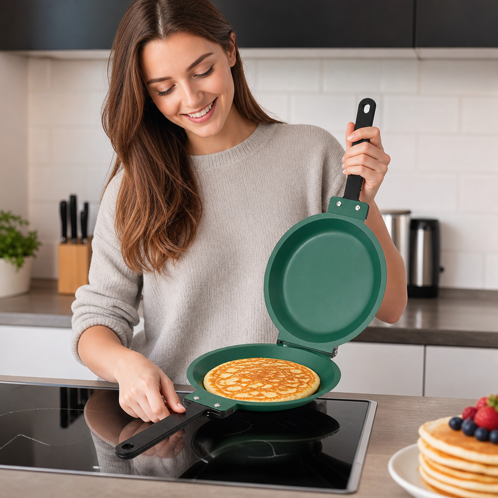 Doppelseitige Antihaft-Bratpfanne – Wende-Pfanne für Pfannkuchen, Omeletts & Speck