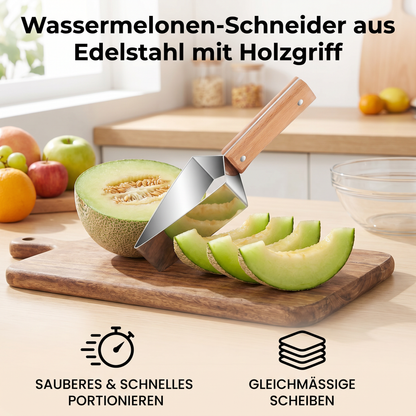Wassermelonen-Schneider aus Edelstahl mit Holzgriff – Sauberes & schnelles Portionieren
