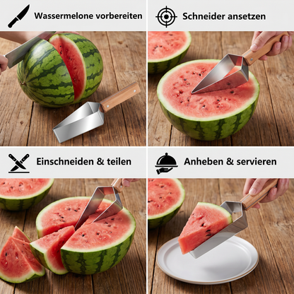 Wassermelonen-Schneider aus Edelstahl mit Holzgriff – Sauberes & schnelles Portionieren