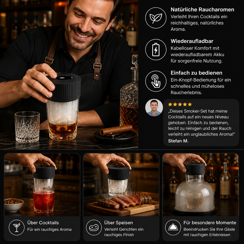Wiederaufladbares elektrisches Cocktail-Smoker-Set