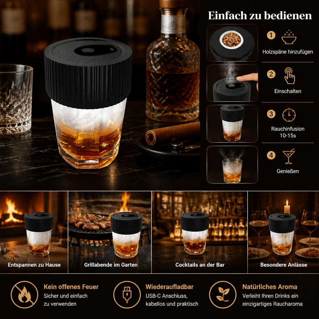 Wiederaufladbares elektrisches Cocktail-Smoker-Set