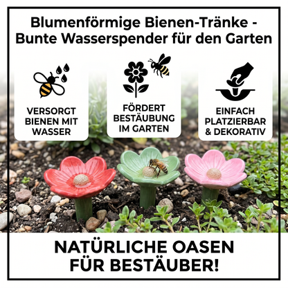 Blumenförmige Bienen-Tränke - Bunte Wasserspender für den Garten