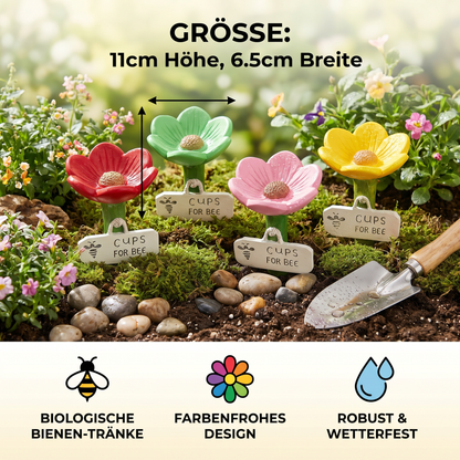 Blumenförmige Bienen-Tränke - Bunte Wasserspender für den Garten