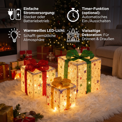 Leuchtendes LED-Weihnachtsgeschenkbox-Dekorationsset