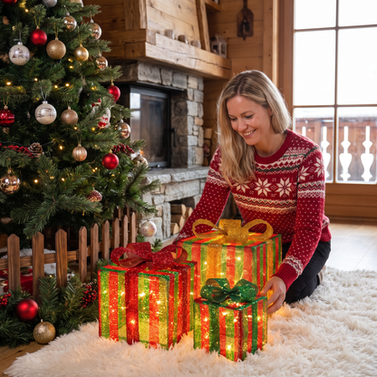 Leuchtendes LED-Weihnachtsgeschenkbox-Dekorationsset