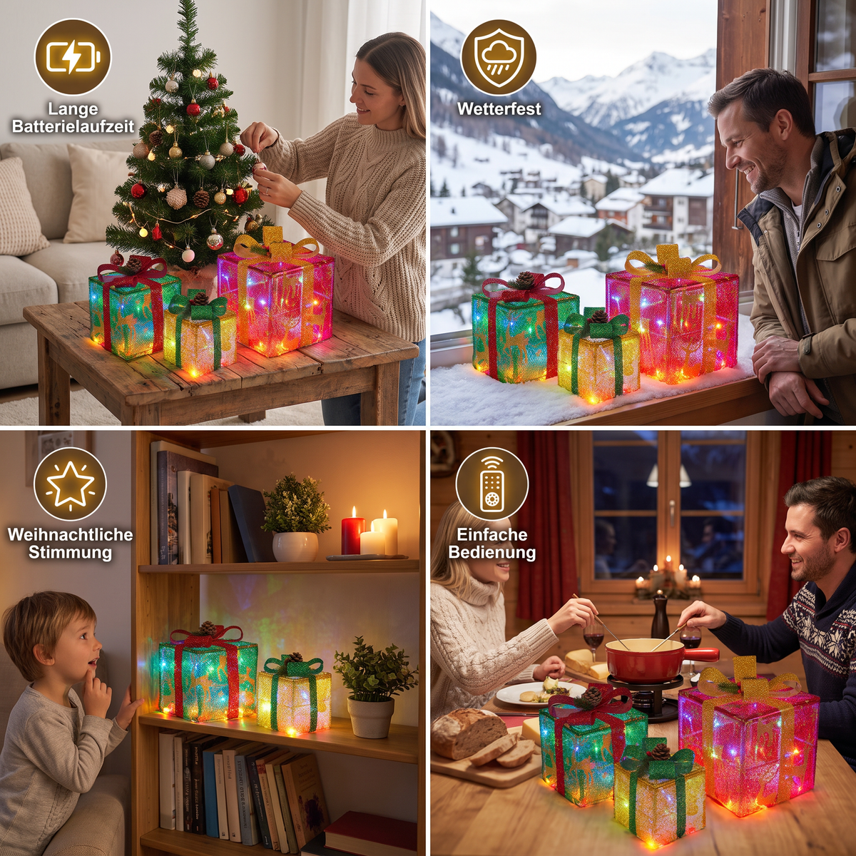 Leuchtendes LED-Weihnachtsgeschenkbox-Dekorationsset