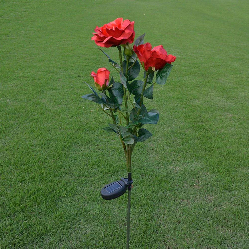 Solarbetriebene Rosen-Lichter – Gartenstecker mit Solarpanel für dekorative Beleuchtung