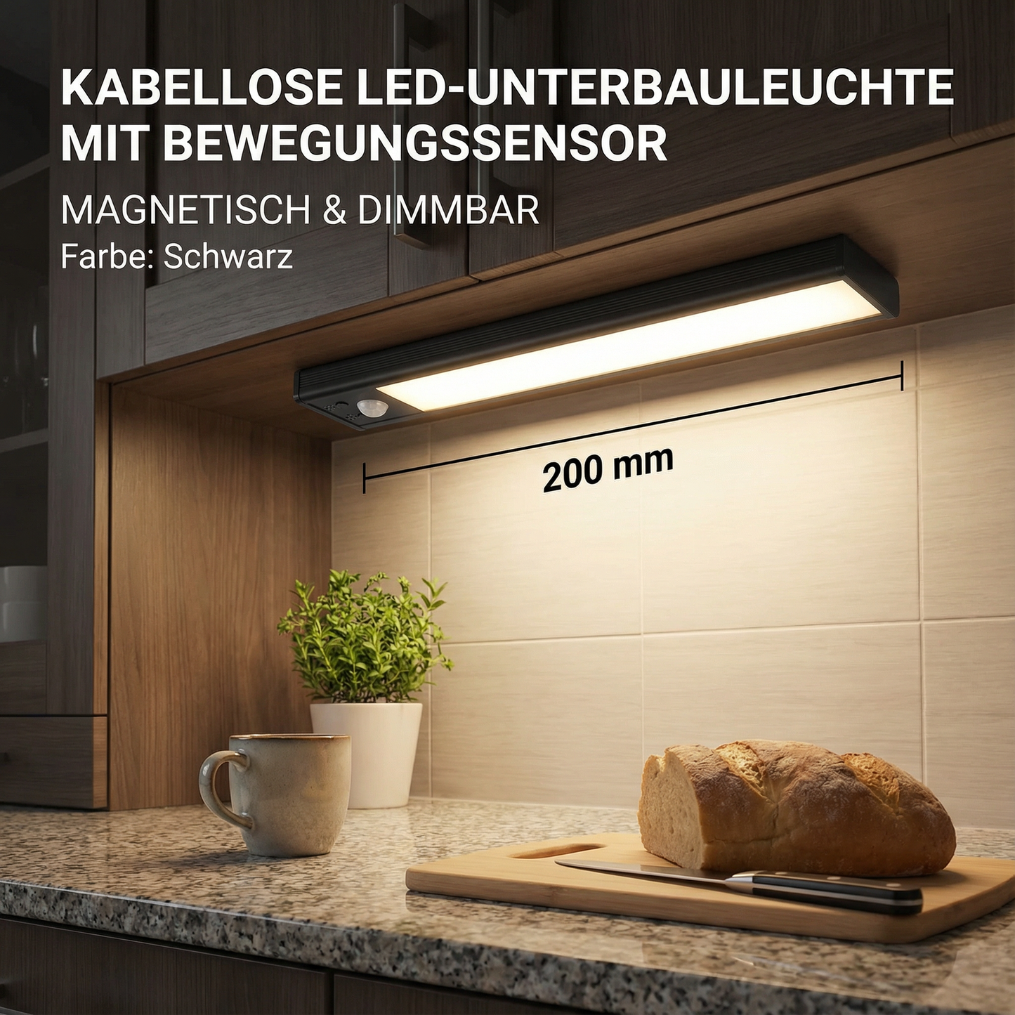 Kabellose LED-Unterbauleuchte mit Bewegungssensor – magnetisch & dimmbar