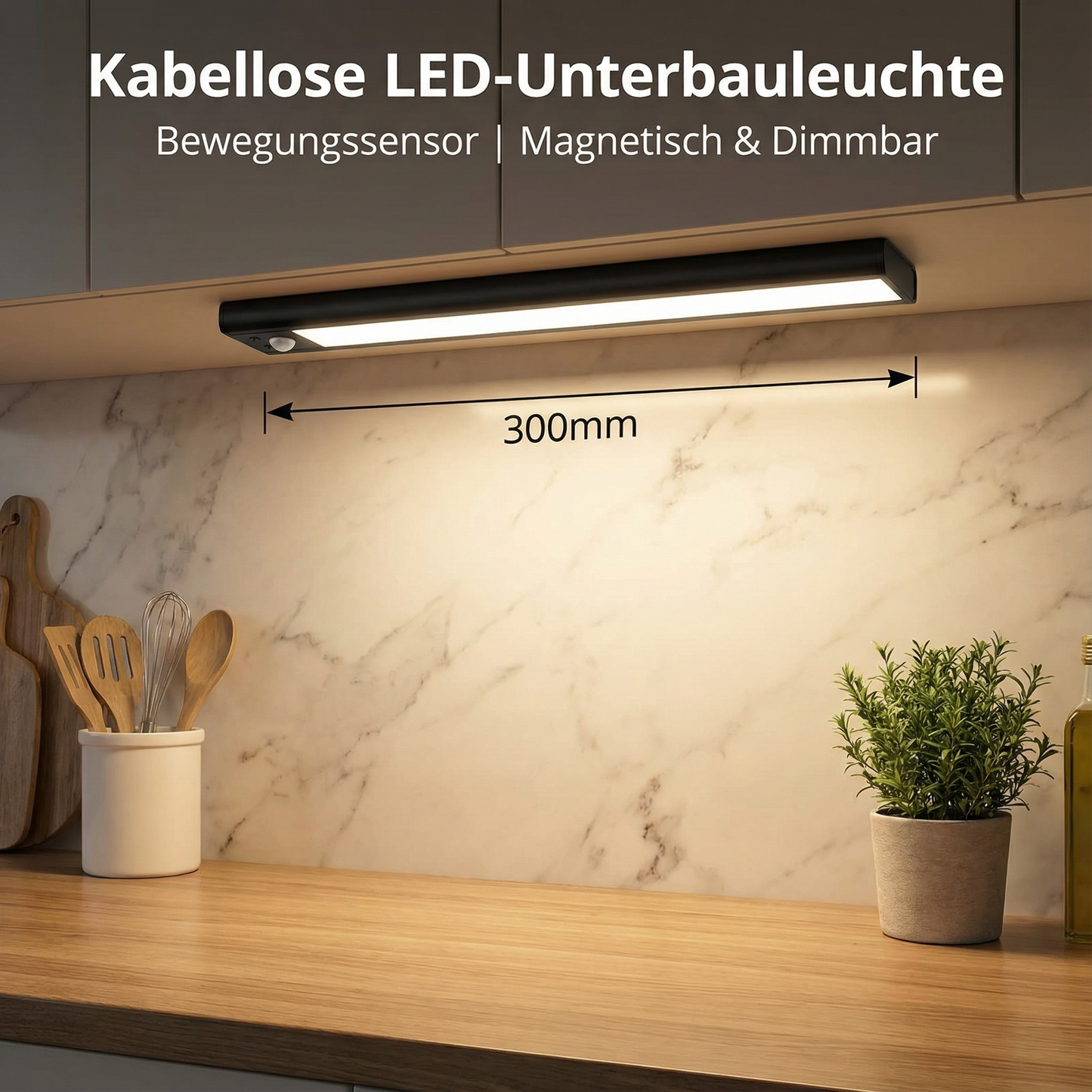 Kabellose LED-Unterbauleuchte mit Bewegungssensor – magnetisch & dimmbar