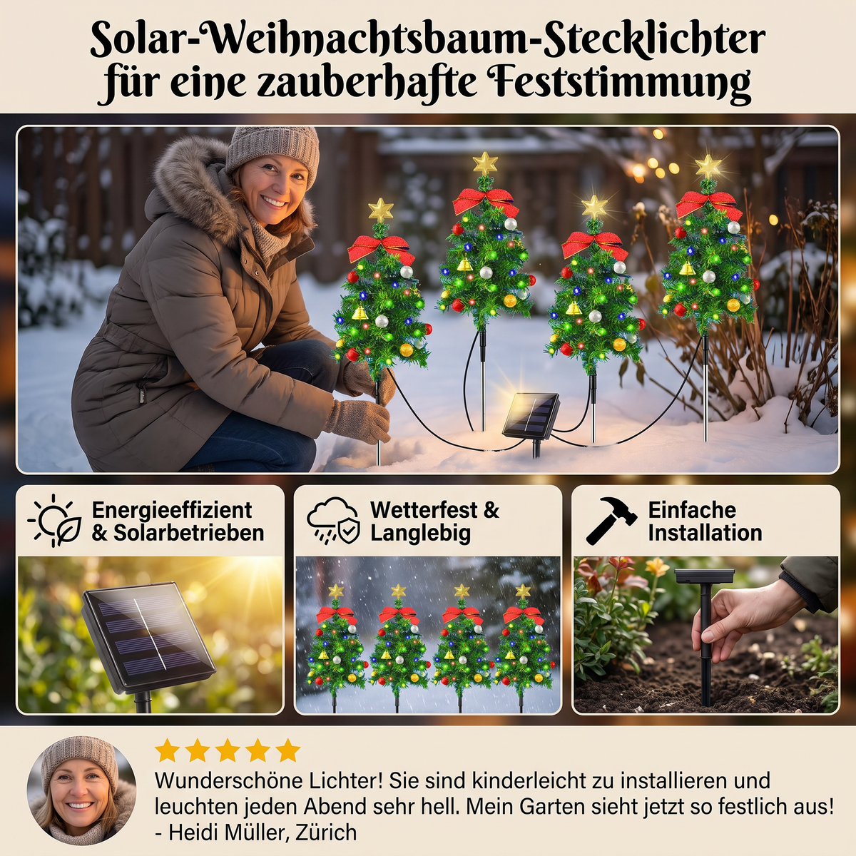 Solar-Weihnachtsbaum-Stecklichter mit mehrfarbigen LEDs