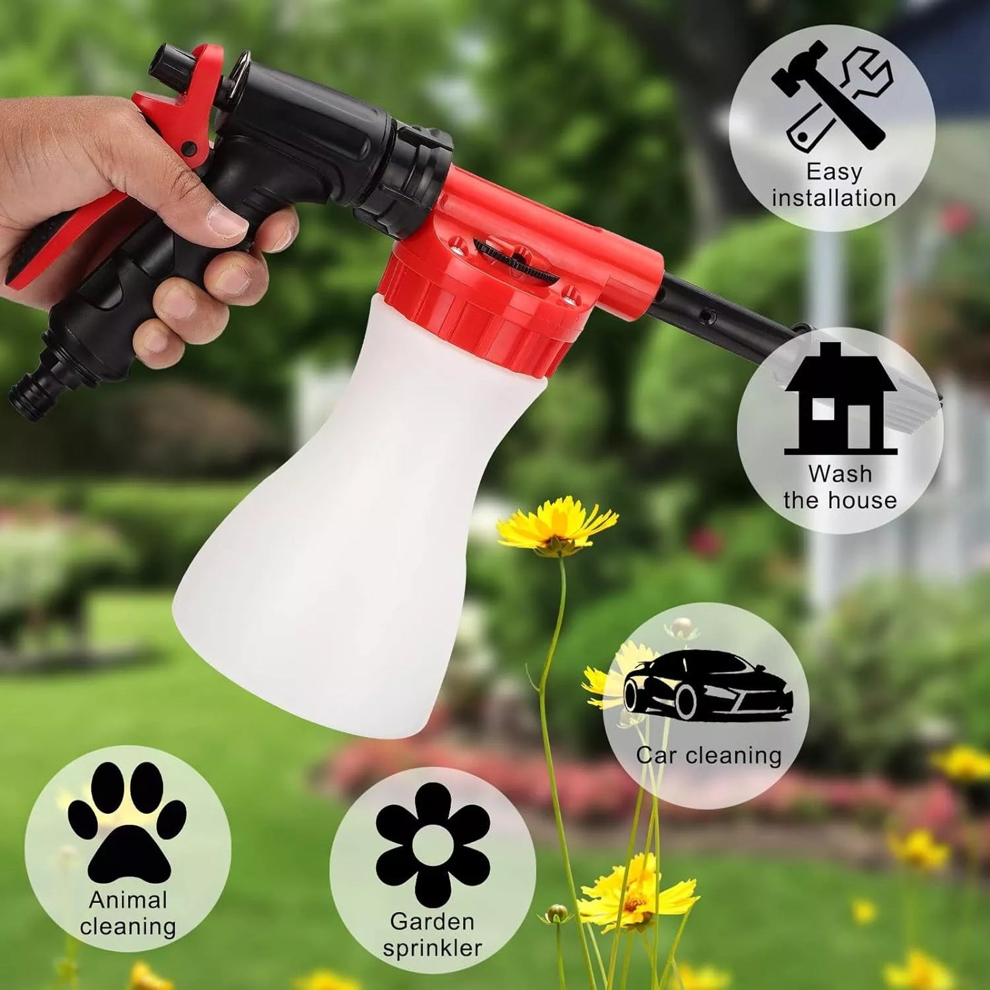 Schaumsprüher mit Hochdruckdüse – Effiziente Reinigungspistole für Garten und Haushalt