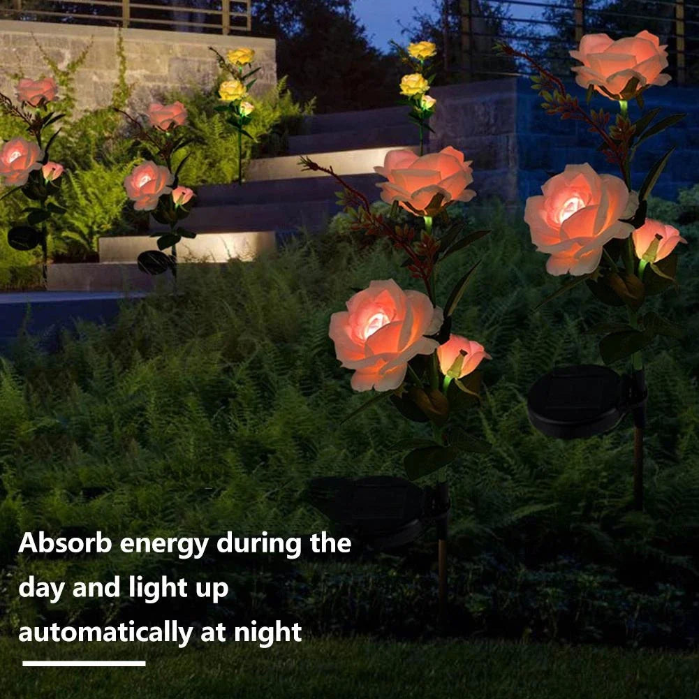 Solarbetriebene Rosen-Lichter – Gartenstecker mit Solarpanel für dekorative Beleuchtung