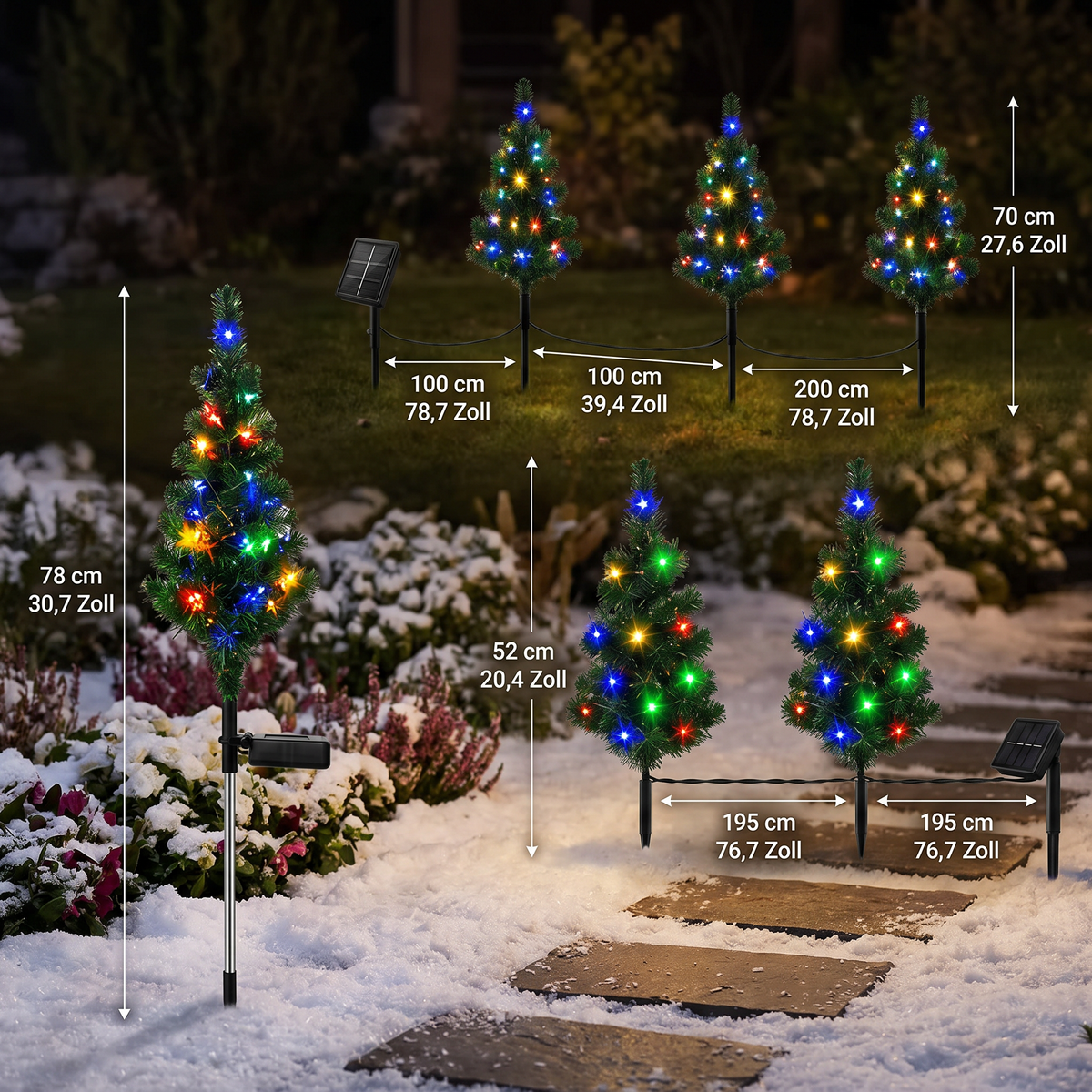 Solar-Weihnachtsbaum-Stecklichter mit mehrfarbigen LEDs
