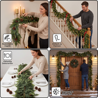 Real-Touch künstliche Zedern- & Kieferngirlande mit Tannenzapfen – Weihnachtsdekoration