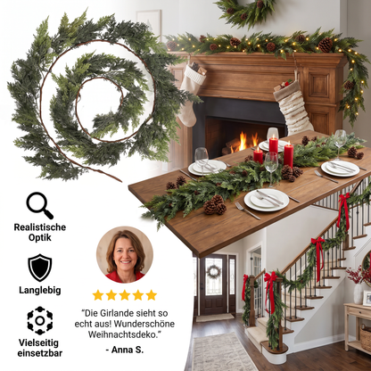 Real-Touch künstliche Zedern- & Kieferngirlande mit Tannenzapfen – Weihnachtsdekoration