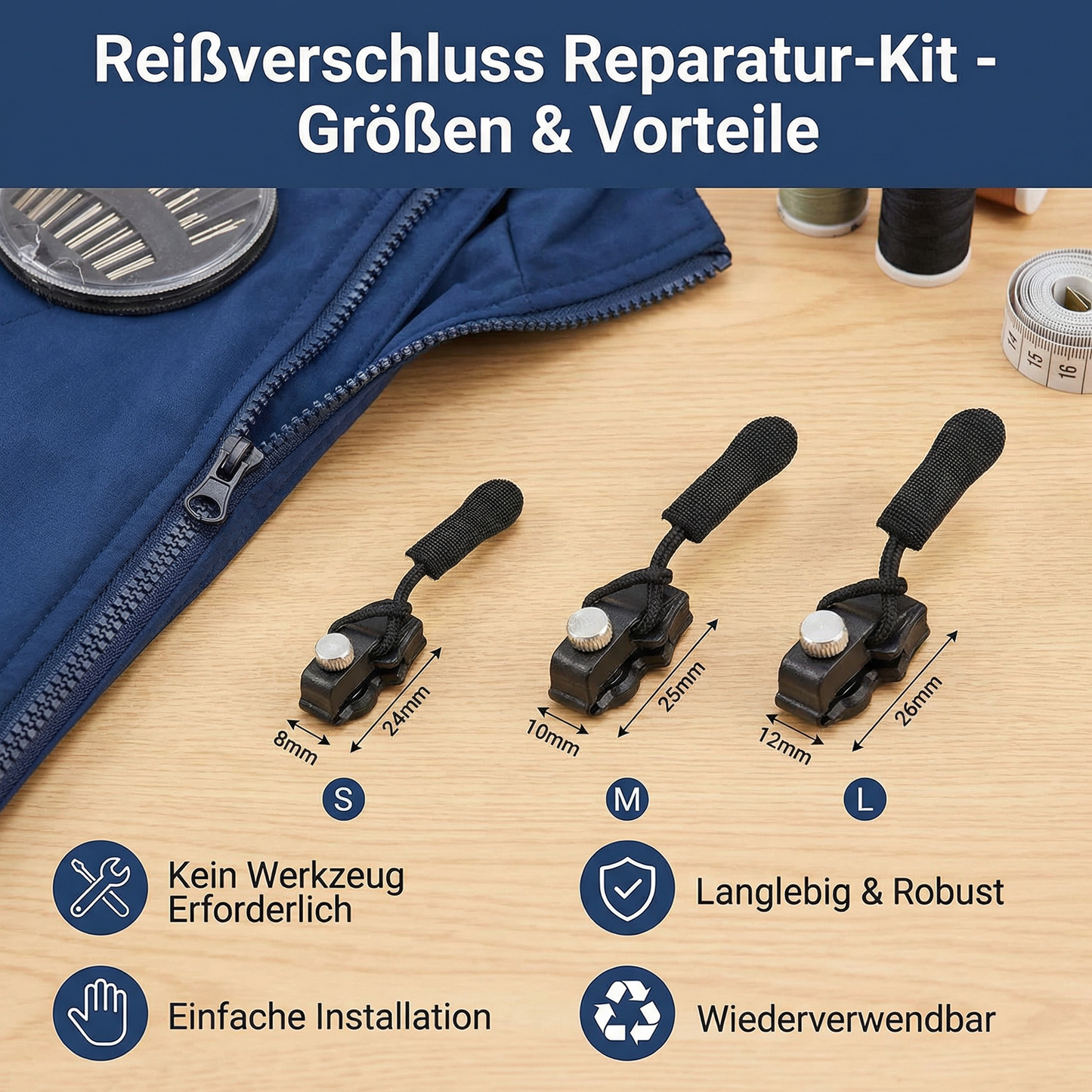 Reißverschluss Reparatur-Kit 6er Pack