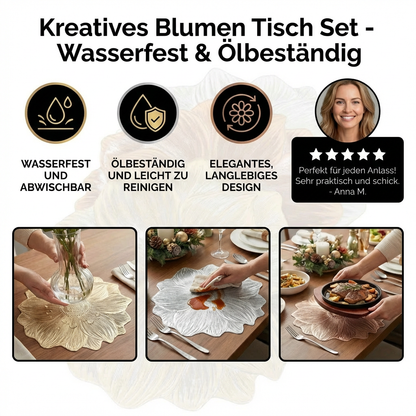 Kreatives Blumen Tisch Set - Wasserfest und Ölbeständig