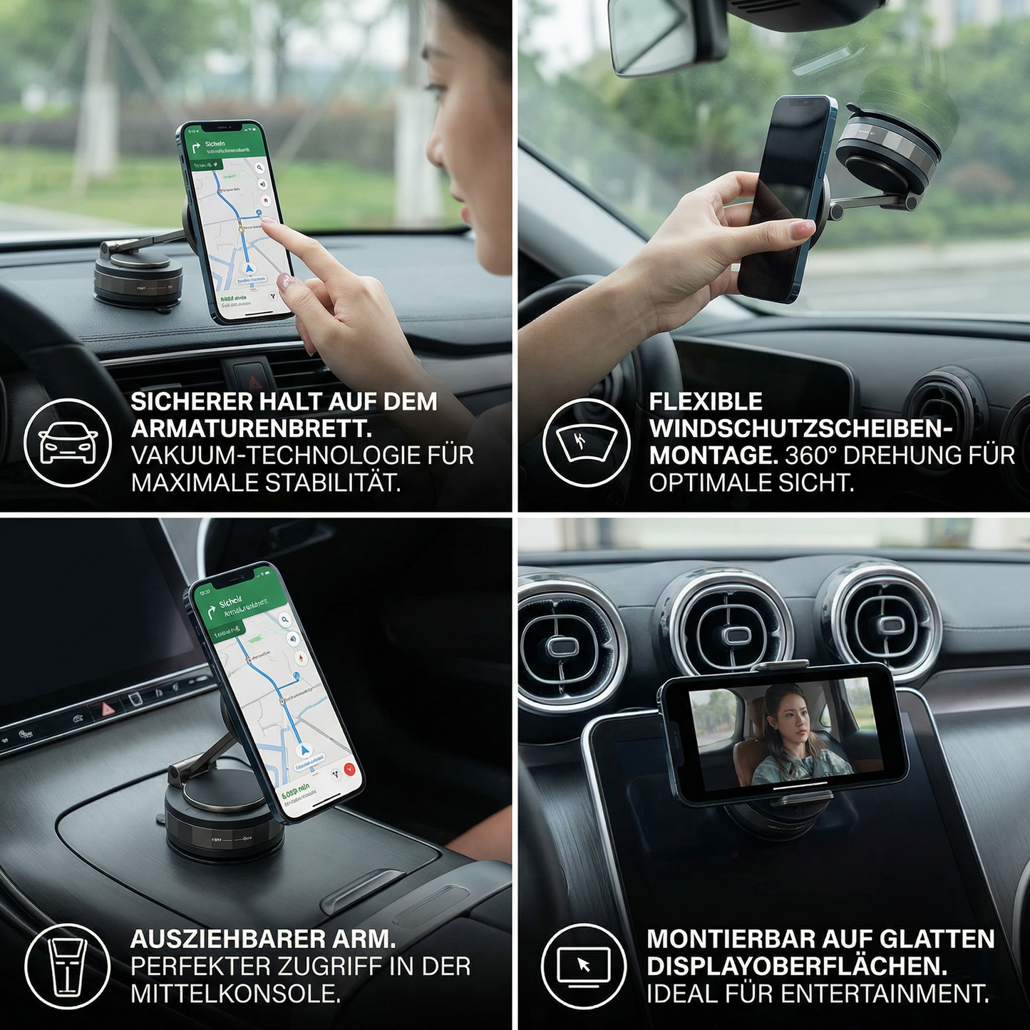 Magnetischer Saugnapf - Ausziehbarer 360° Telefonhalter mit Vakuumverschluss
