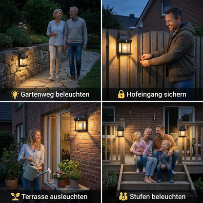 Solar LED-Wandleuchte – Wasserdichte Außenlampe mit Lichtsensor für Garten, Hof und Zaun (2 Stück)
