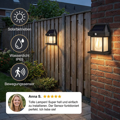 Solar LED-Wandleuchte – Wasserdichte Außenlampe mit Lichtsensor für Garten, Hof und Zaun (2 Stück)
