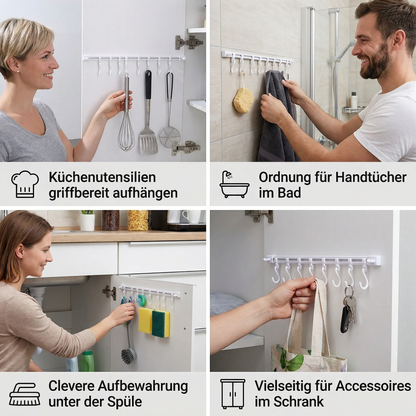 Selbstklebende Hakenleiste für Küche und Bad - Starker Halt ohne Bohren (2 Stk.)
